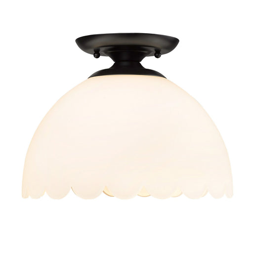 Golden - 6954-SF BLK-OP - One Light Semi-Flush Mount - Dorinda BLK - Matte Black