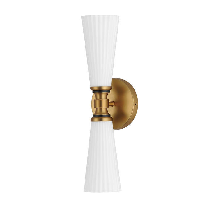 Maxim - 24822SWBKNAB - Two Light Wall Sconce - Krevat - Black / Natural Aged Brass