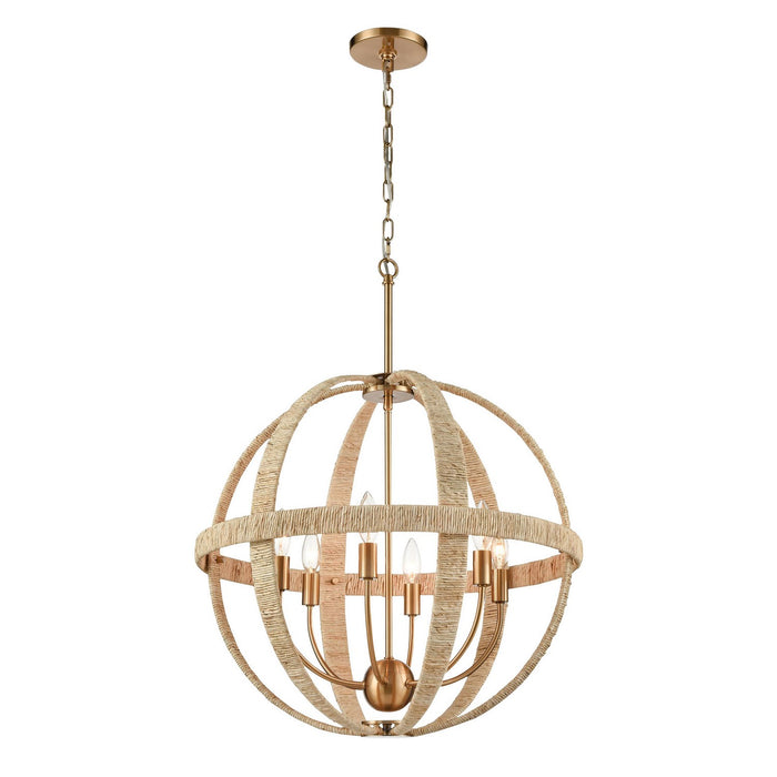 ELK Home - 32472/6 - Six Light Chandelier - Abaca - Satin Brass