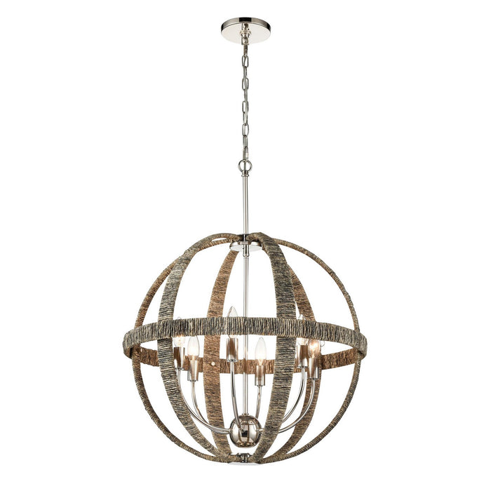 ELK Home - 32572/6 - Six Light Chandelier - Abaca - Polished Nickel