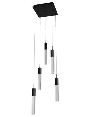 Avenue Lighting - HF1900-5-GL-BK-SNW - Five Light Pendant - The Original Glacier Snow Avenue - Black