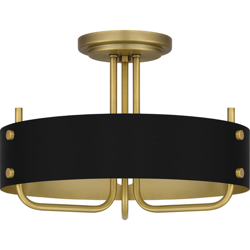 Quoizel - MAD1717AB - Three Light Semi Flush Mount - Madden - Aged Brass