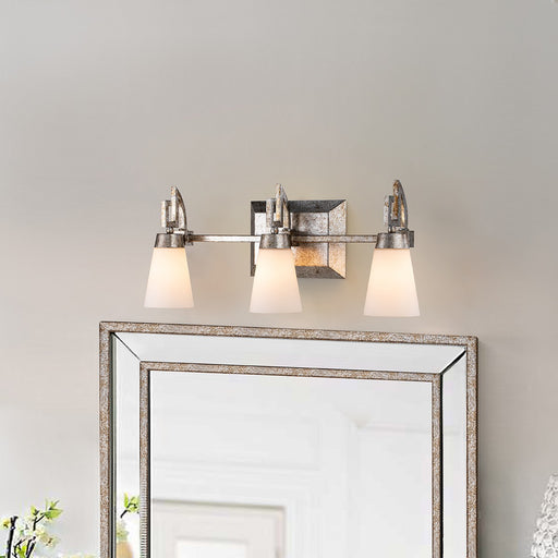 Lucas + McKearn - BB1006S-3 - Three Light Bath - Lemuria - Silver Leaf