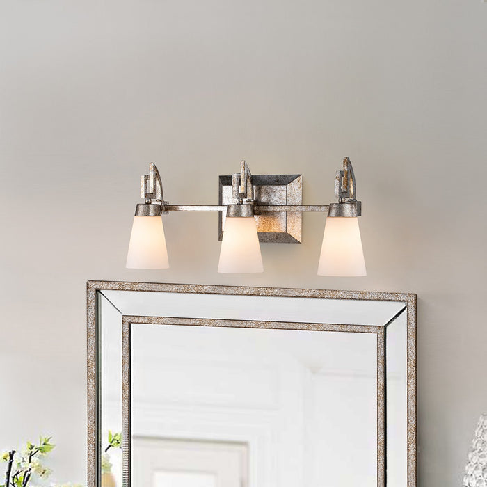 Lucas + McKearn - BB1006S-3 - Three Light Bath - Lemuria - Silver Leaf