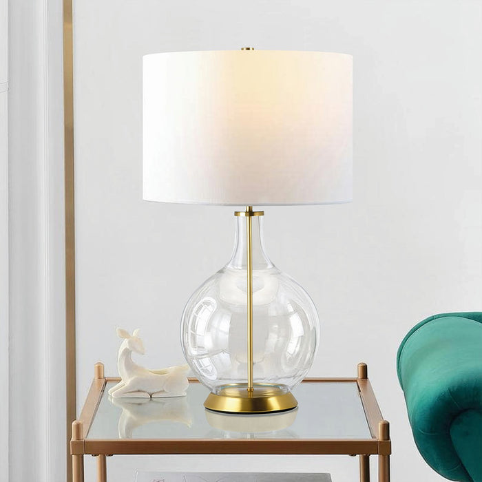 Lucas + McKearn - ORB-CLEAR-AB-WHT - One Light Table Lamp - Orb - Aged Brass