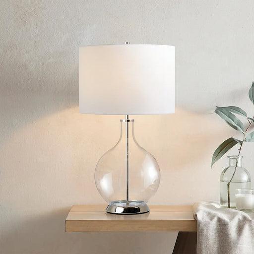 Lucas + McKearn - ORB-CLEAR-PN-WHT - One Light Table Lamp - Orb - Polished Nickel