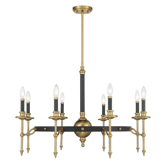 Savoy House - 1-9512-8-143 - Eight Light Chandelier - Consulate - Matte Black and Warm Brass