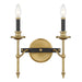 Savoy House - 9-9510-2-143 - Two Light Wall Sconce - Consulate - Matte Black and Warm Brass