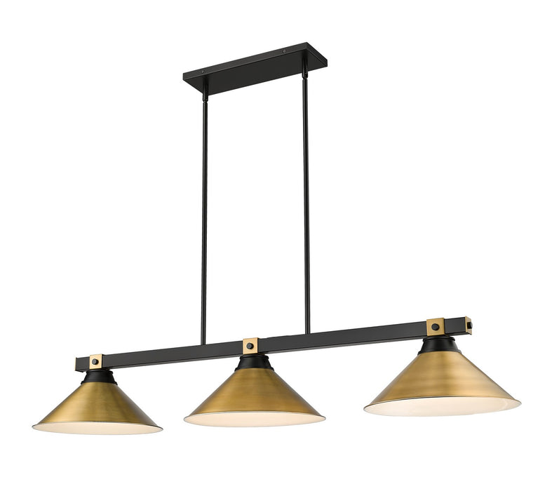 Z-Lite - 1955-3MB-RB-RB15 - Three Light Billiard - Bronte - Matte Black + Rubbed Brass