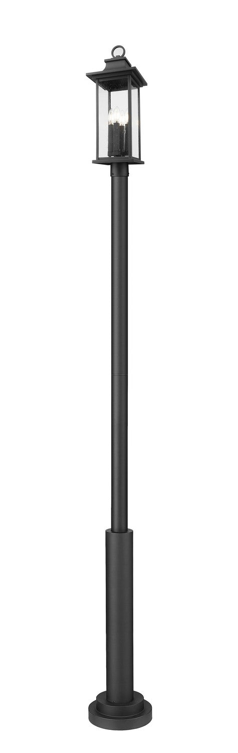 Z-Lite - 5017PHBR-5010P-BK - Four Light Outdoor Post Mounted Fixture - Tiberius - Black