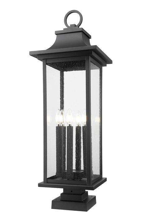 Z-Lite - 5017PHXLS-SQPM-BK - Six Light Outdoor Pier Mounted Fixture - Tiberius - Black
