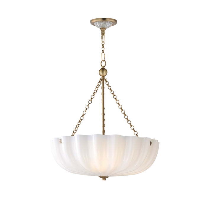 Maxim - 22653WTNAB - Three LIght Pendant / Semi-Flush Mount - Bundt - White/Natural Aged Brass