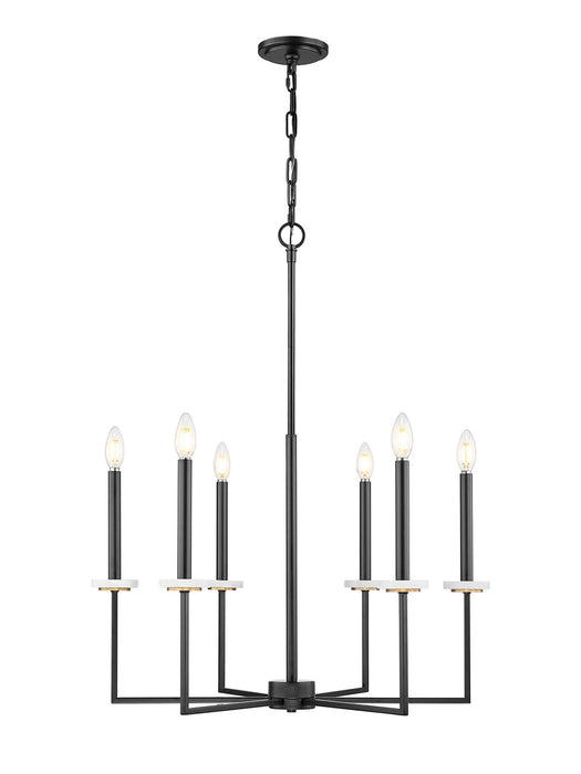 Z-Lite - 6100-6MB - Six Light Chandelier - Gaultier - Matte Black + Modern Gold