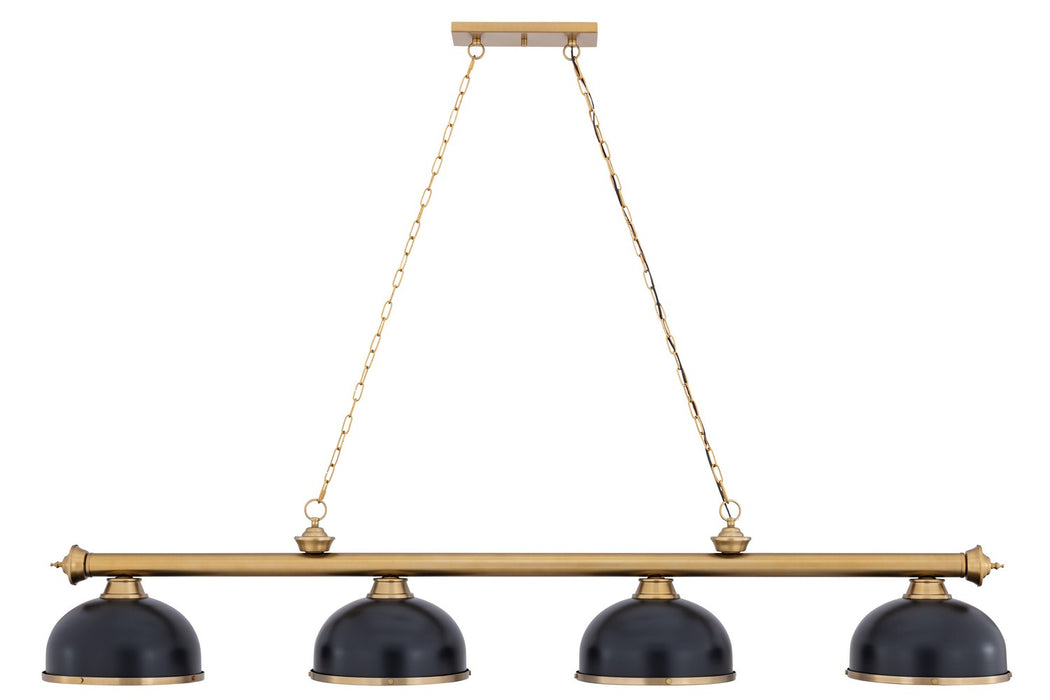 Z-Lite - 2306-4HBR-D12MB+HBR - Four Light Billiard - Cordon - Heritage Brass