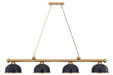 Z-Lite - 2306-4HBR-D12MB+HBR - Four Light Billiard - Cordon - Heritage Brass