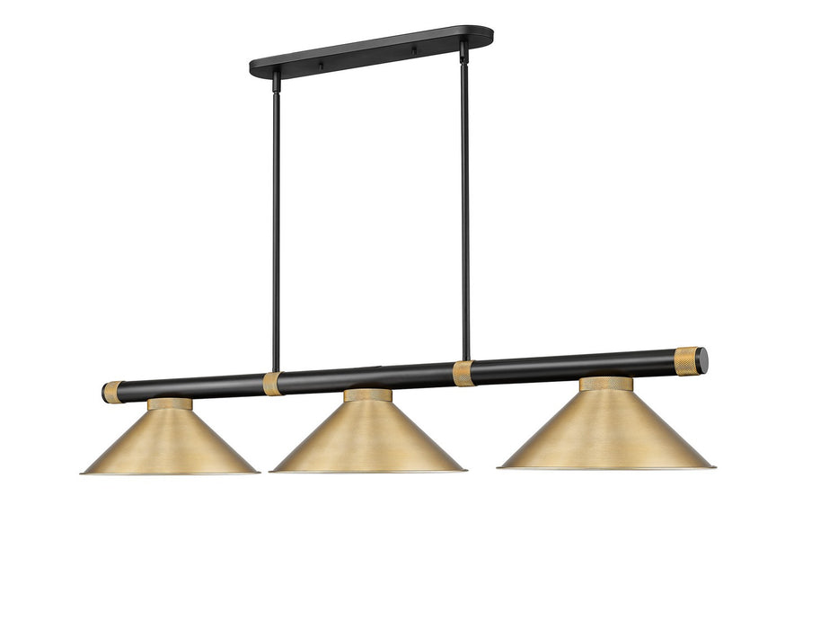 Z-Lite - 3050-3MB-RB-HBR15 - Three Light Billiard - Vanguard - Matte Black + Rubbed Brass