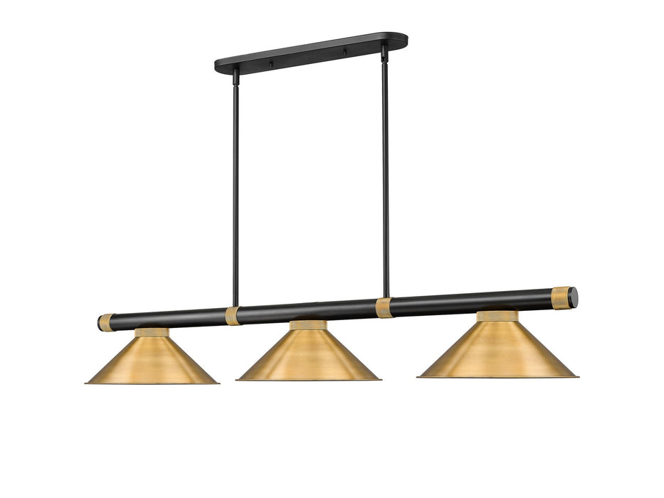 Z-Lite - 3050-3MB-RB-RB15 - Three Light Billiard - Vanguard - Matte Black + Rubbed Brass