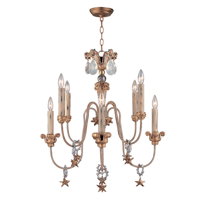Lucas + McKearn - CH1111 - Eight Light Chandelier - Mignon - Gold, Silver and Cream