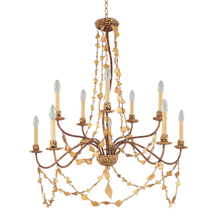 Lucas + McKearn - CH1158-10 - Ten Light Chandelier - Mosaic - Gold Leaf
