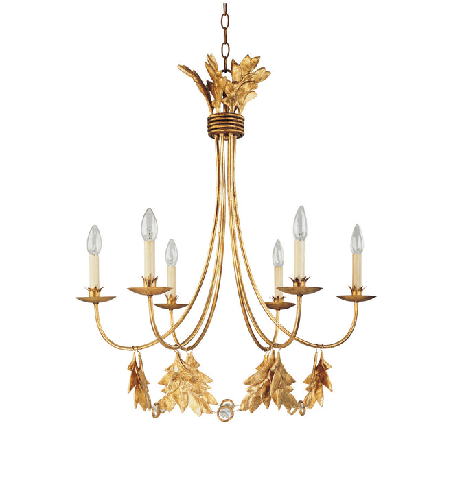 Lucas + McKearn - CH1159-6 - Six Light Chandelier - Sweet Olive - Distressed Gold