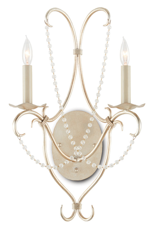 Currey and Company - 5980 - Two Light Wall Sconce - Crystal - Silver Leaf
