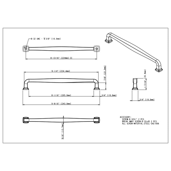 Jeffrey Alexander Fontana 224 mm Center-to-Center Bar Pull