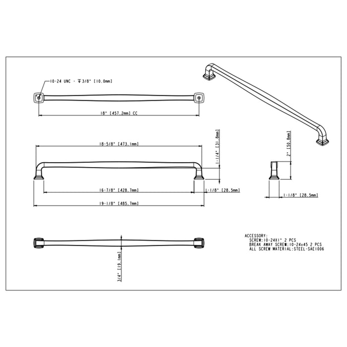 Jeffrey Alexander Fontana 18" Center-to-Center Appliance Pull