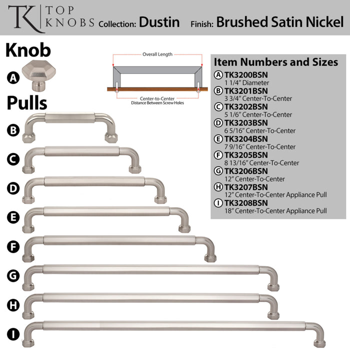 Top Knobs Dustin 3 3/4" Center to Center Bar Pull