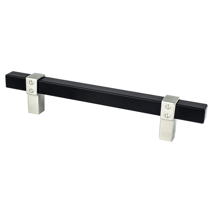 Rivet Rebel 128mm CC Matte Black Bar and Brushed Nickel Posts Pull