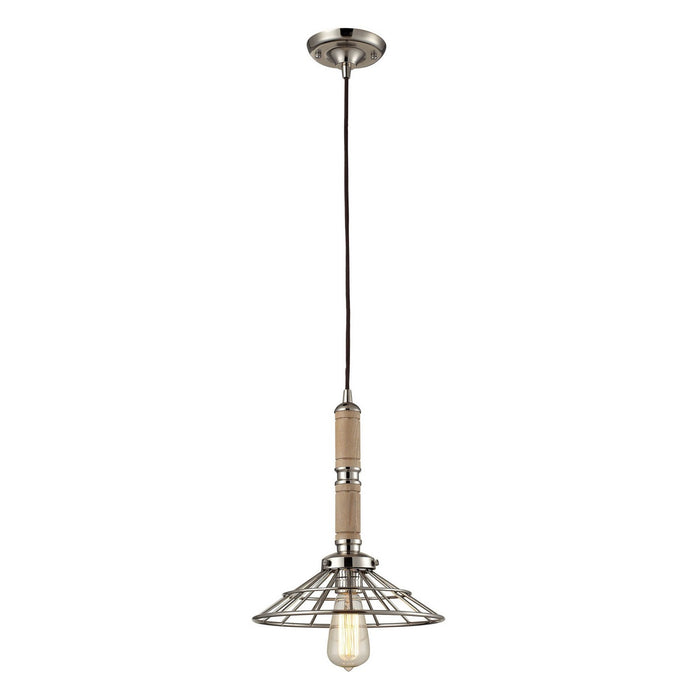 ELK Home - 65148-1 - One Light Mini Pendant - Spun Wood - Polished Nickel