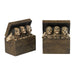 ELK Home - 93-19312/S2 - Bookends - Pups in a Basket - Brown