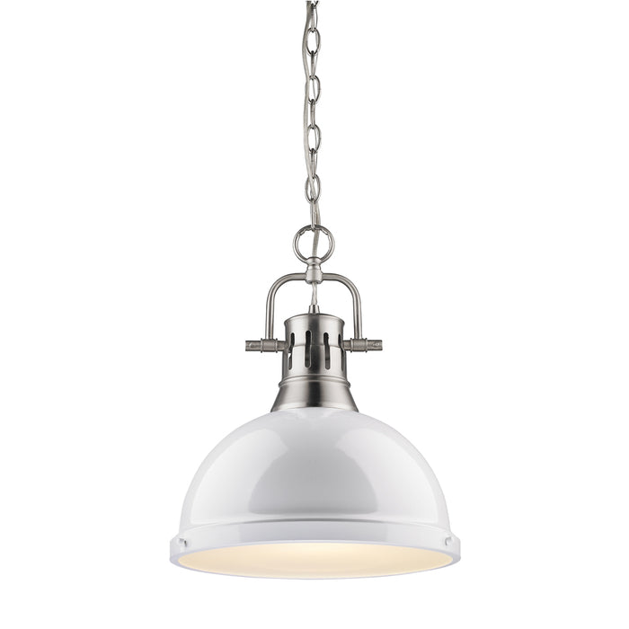 Golden - 3602-L PW-WH - One Light Pendant - Duncan PW - Pewter