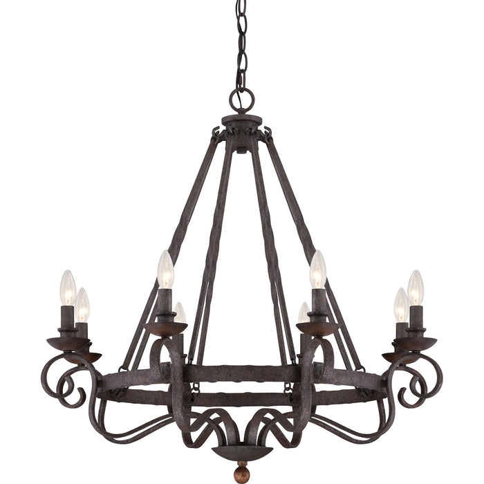 Quoizel - NBE5008RK - Eight Light Chandelier - Noble - Rustic Black