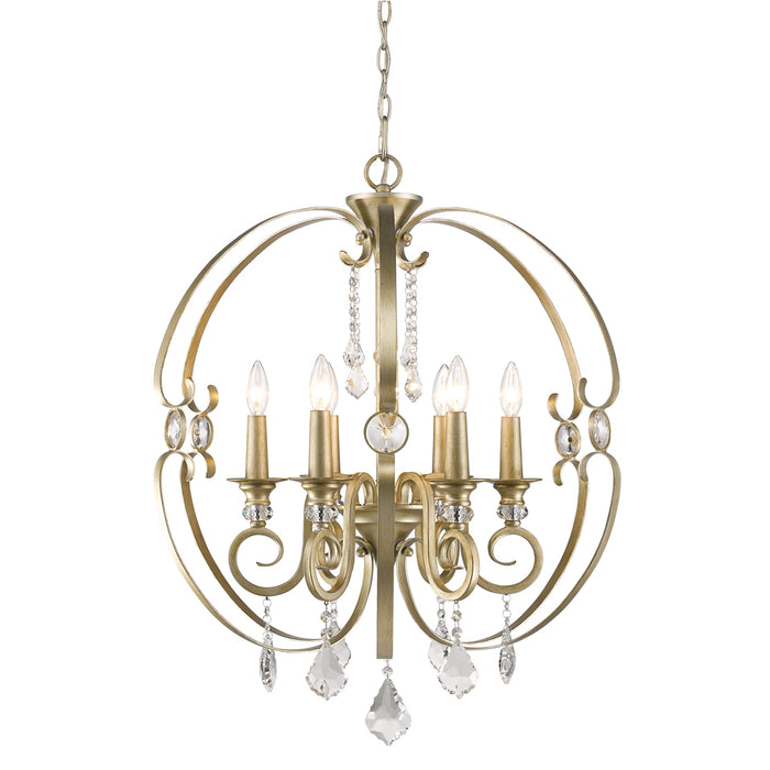 Golden - 1323-6 WG - Six Light Chandelier - Ella - White Gold