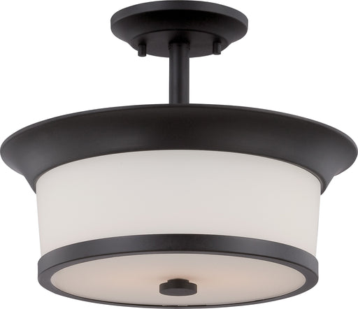 Nuvo Lighting - 60-5550 - Two Light Semi Flush Mount - Mobili - Aged Bronze / Satin White Glass