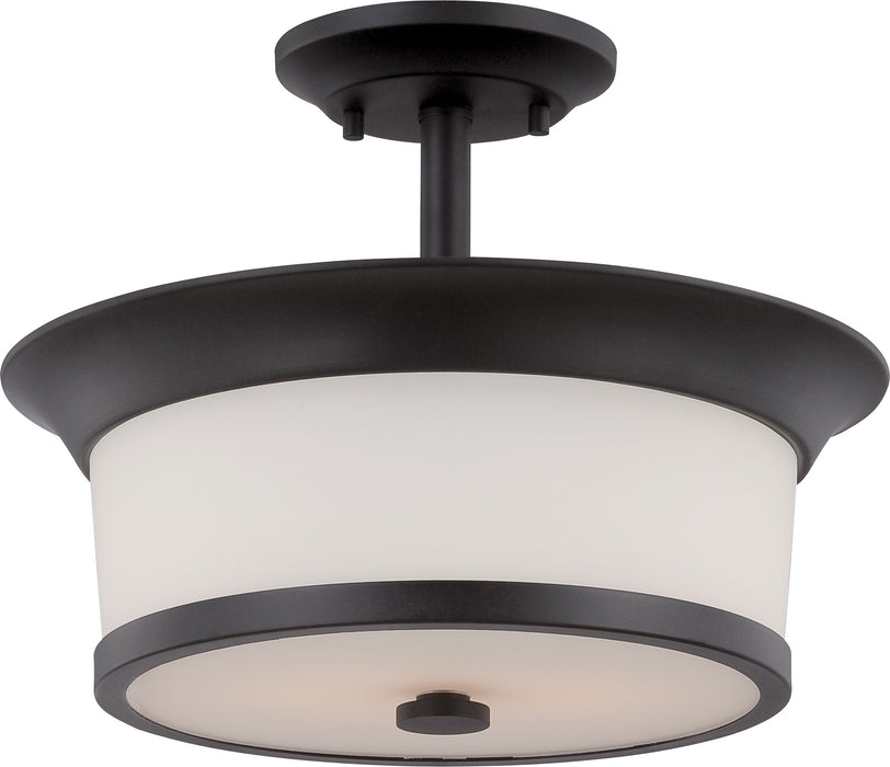 Nuvo Lighting - 60-5550 - Two Light Semi Flush Mount - Mobili - Aged Bronze / Satin White Glass