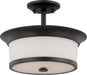 Nuvo Lighting - 60-5550 - Two Light Semi Flush Mount - Mobili - Aged Bronze / Satin White Glass