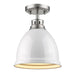 Golden - 3602-FM PW-WH - One Light Flush Mount - Duncan PW - Pewter