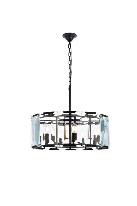 Elegant Lighting - 1211D26FB - Six Light Chandelier - Monaco - Flat Black (Matte)