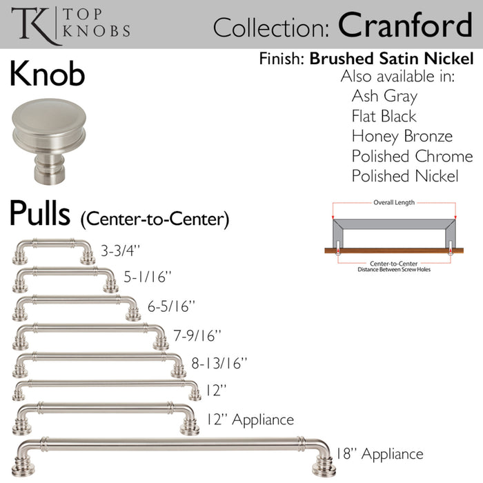 Top Knobs Cranford 6 5/16" Center to Center Bar Pull
