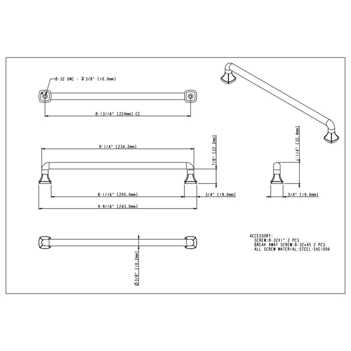 Jeffrey Alexander Griffin 224 mm Center-to-Center Bar Pull