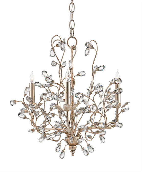 Currey and Company - 9974 - Three Light Chandelier - Crystal - Silver Granello