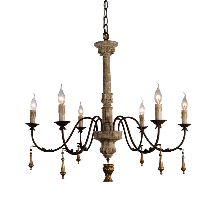 Terracotta Designs - H5106-6 - Six Light Chandelier - Allesia - Washed White