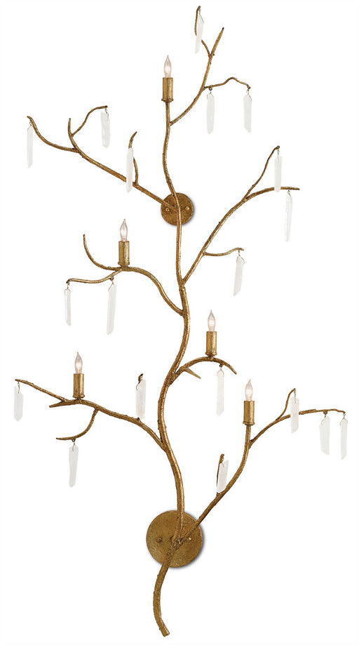 Currey and Company - 5000-0014 - Five Light Wall Sconce - Aviva Stanoff - Washed Lucerne Gold/Natural