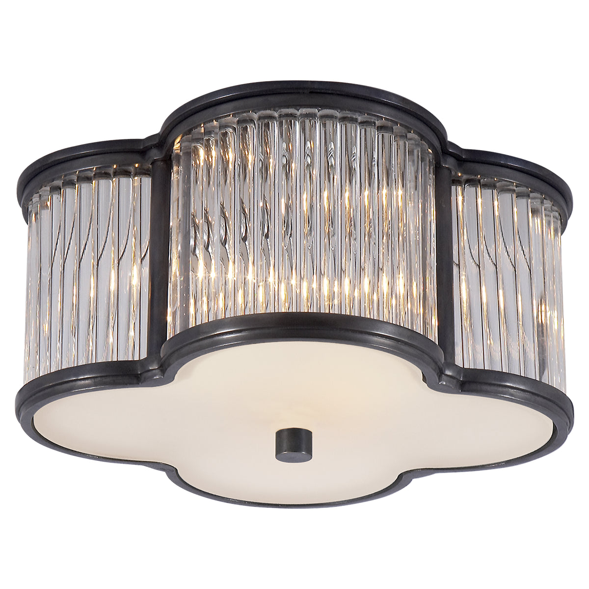 Basil Two Light Flush Mount in Gun Metal and Glass — Anthology Lighting
