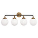 Visual Comfort Signature - S 2025HAB/BLK-WG - Four Light Bath Sconce - Bistro - Hand-Rubbed Antique Brass and Black