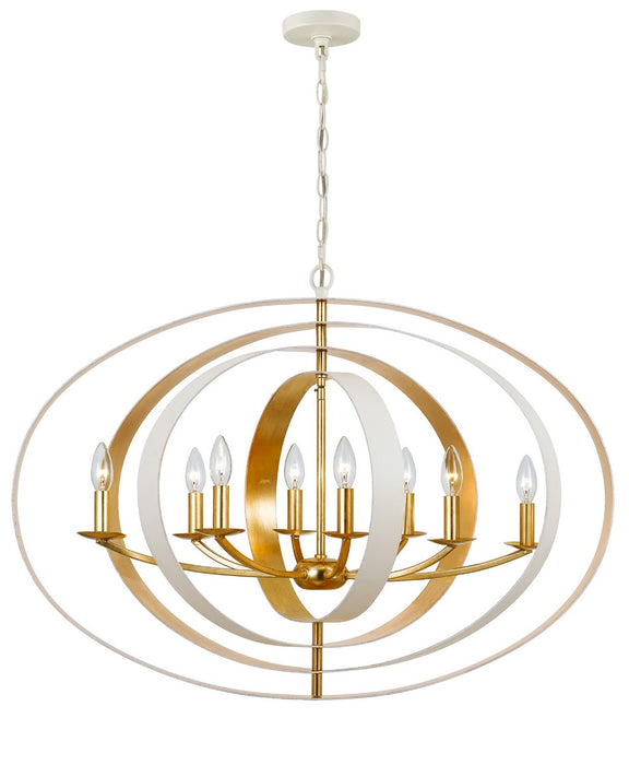 Crystorama - 588-MT-GA - Eight Light Chandelier - Luna - Matte White / Antique Gold