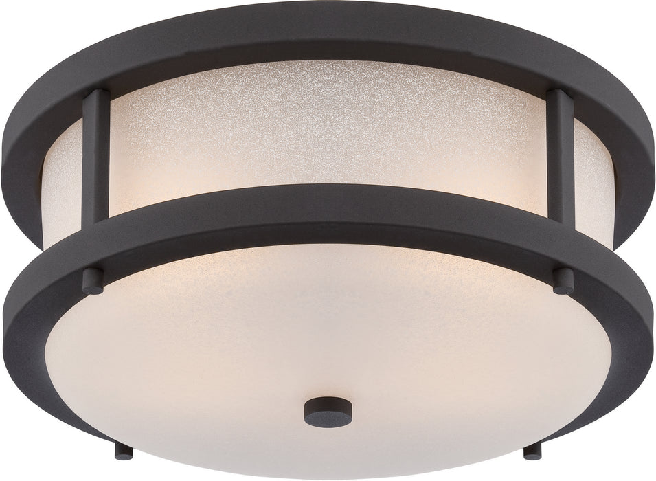 Nuvo Lighting - 62-653 - LED Outdoor Flush Mount - Willis - Textured Black / Antique White Glass