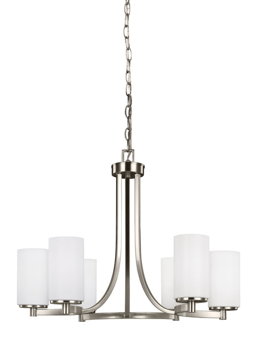 Generation Lighting. - 3139106-962 - Six Light Chandelier - Hettinger - Brushed Nickel