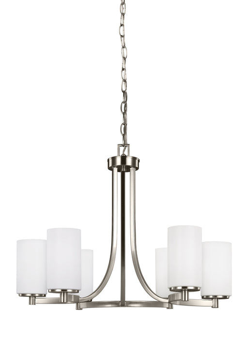 Generation Lighting. - 3139106-962 - Six Light Chandelier - Hettinger - Brushed Nickel